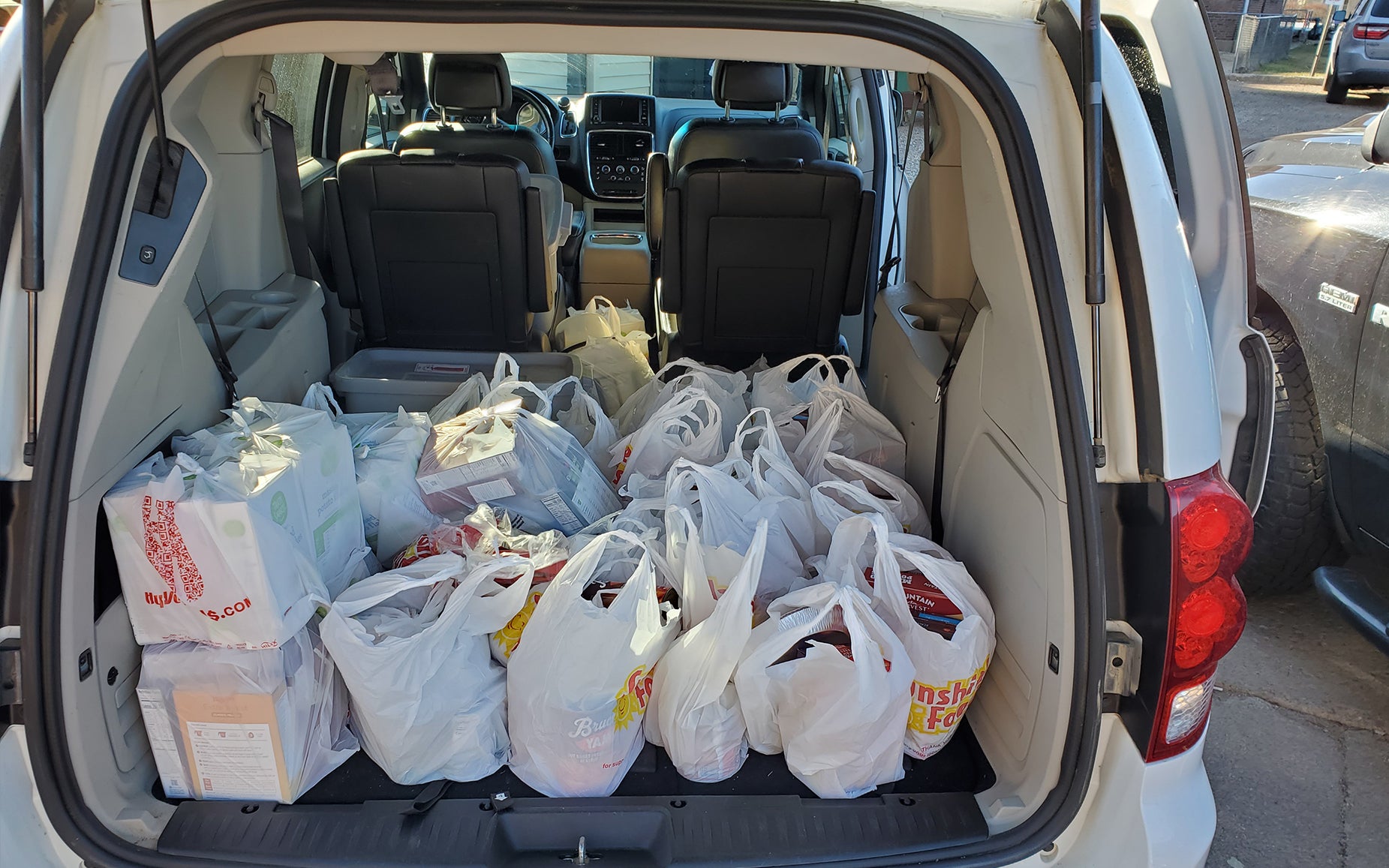 food in the trunk of a vehicle